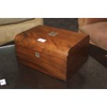 A Victorian walnut lady's vanity box. 15cm H, 30cm W, 24cm D.