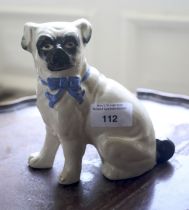A Victorian style hand painted ceramic figure of a pug dog. 16cm H.