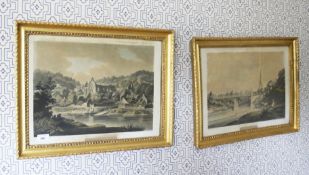 After E Dayes, four circa 1800 lithographs, landscape views, in gilt frames, 45cm H,