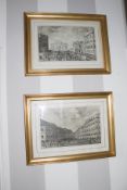 A late 18th/early 19th century pair of monochromed engravings, each 61cm x 81cm,