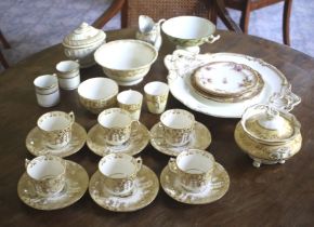 A quantity of Georgian and Victorian gilt decorated ceramics.