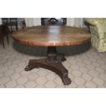 Regency rosewood pedestal circular table.