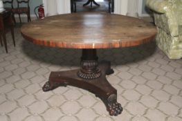 Regency rosewood pedestal circular table.