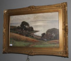 A gilt framed print.