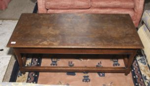A 20th century oak peg jointed coffee table.