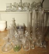An assortment of twenty six tea light holders, decanters, lily vases,