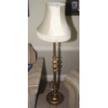 A 20th century gilt wooden reeded standard lamp,