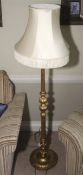 A 20th century gilt wooden reeded standard lamp,