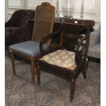 A Regency mahogany cane seated open armchair and a cane backed chair.