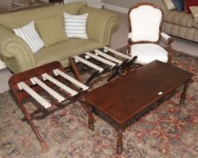 A 20th century French Fautille, 92cm H, 58cm W, 47cm D, a mahogany coffee table, 43cm H, 115cm W,