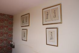 A set of four gilt framed (6 images) French fashion prints, largest 38cm H,