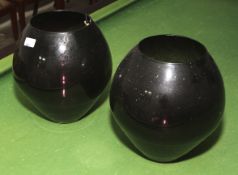 Two large purple contemporary glass vases,