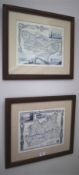 Two reproduction County maps of Kent and Surrey. Framed and glazed, each 41cm x 49cm.