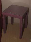 A pair of contemporary purple tweed covered bedside tables.