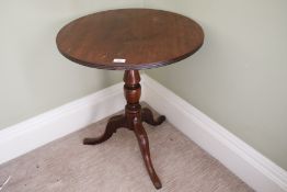 Circa 1900, a mahogany circular pedestal tripod table, 71cm H,