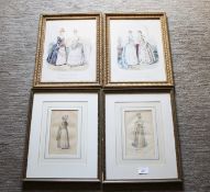 A set of four 19th century and later French fashion prints, largest 42cm H,