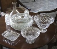 A collection of clear glassware.