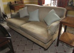 A 19th century style upholstered sofa in the Holland style. 83cm H, 175cm W, 95cm D.