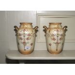 A pair of Crown Devon fieldings vases. 23cm H.