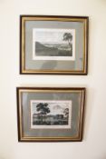 After J Bonner, a pair of hand coloured engravings, Nettlecombe Court and Fairfield,