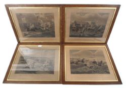 J Harris after H Alken ( 1785-1851), a set of four hand coloured steeple chase lithographs,