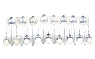 Seventeen old English pattern silver coffee spoons inscribed 'MFH' (Mendip Farmers Hunt).