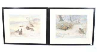 Archibald Thorburn, a pair of signed prints. 'Pheasant' and 'Grouse'. Framed and glazed.