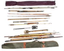 A large collection of assorted fishing rods