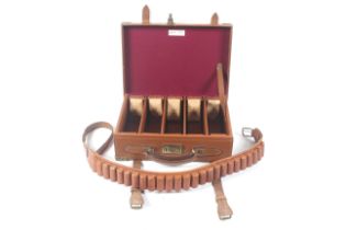 A Brady of Halesowen leather cartridge case and belt.