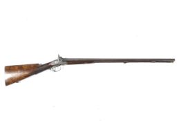 A circa 1860 Manton double barrelled 20 gauge side by side shotgun. With 30.