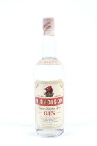 A bottle of Nicholson Finest London Gin.