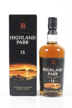 A bottle of Highland Park Scotch whisky.