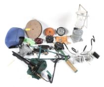 A collection of six fly reels and fishing accessories-.