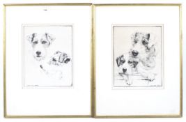 Two Edith Derry Wilson signed prints of wire haired terriers. Both 26cm x 20cm, framed and glazed.