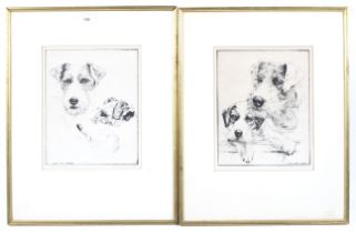 Two Edith Derry Wilson signed prints of wire haired terriers. Both 26cm x 20cm, framed and glazed.