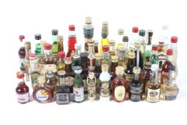 A collection of miniature spirits. Including Jegermeister, Grappa Julia, etc.
