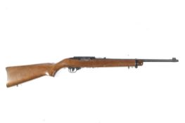 A Ruger .22 RF self loading rifle. Model 10-22, S/N: 248-71568, open sights and thread cut.