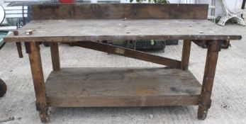 A vintage carpenter's work bench.