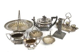 An assortment of 19th century and later silverplate.
