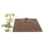 A retro Astral Sloane cradle telephone, Murano style glass, a desk set and a table lighter.