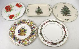 Five ceramic cake stand plates.