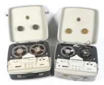 Two Elizabethan reel-to-reel tape recorders.
