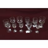 Eleven assorted 19th century and later drinking glasses. Of various sizes and patterns. Max.