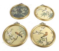A collection of four contemporary Chinese circular painting on silk.