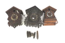 Three 20th century and later cuckoo clocks, sold as parts.