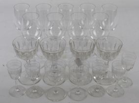 A collection of twenty-one drinking glasses. Max.