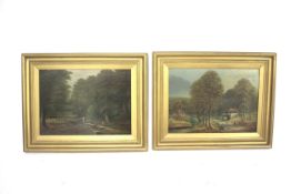 A pair of rural woodland paintings by Arlict Harris. In gilt frames.