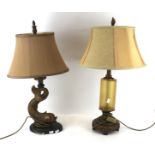 Two contemporary table lamps. Including a 'Georgian' style dolphin and a RVA 'Regency' style. Max.