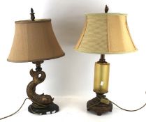 Two contemporary table lamps. Including a 'Georgian' style dolphin and a RVA 'Regency' style. Max.
