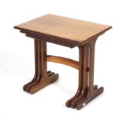 A set of mid-century G-Plan (red label) nest of three teak tables. Max.